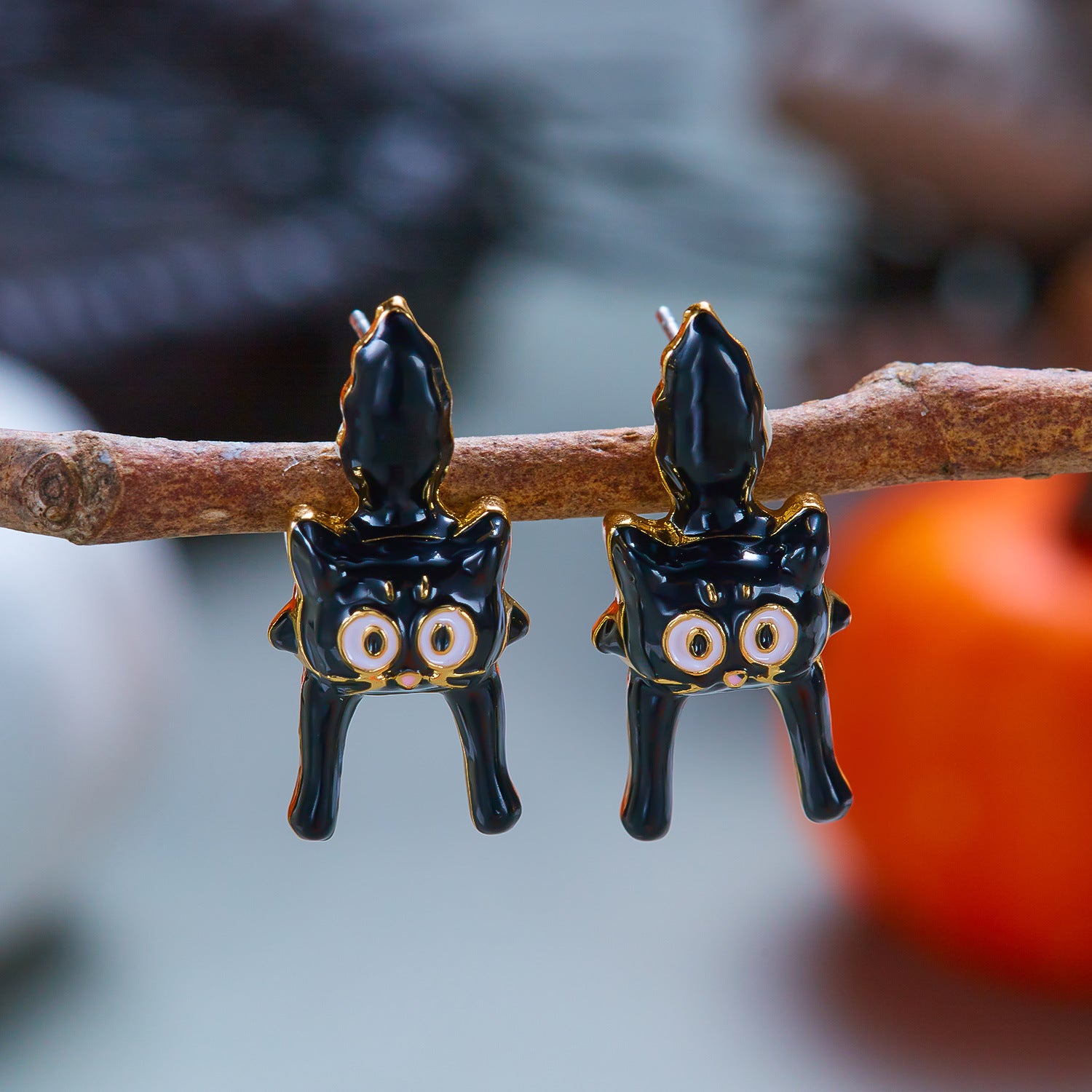 Cute Ghost Gold Plated Halloween Stud Earrings 6W6JER545