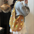 French Floral Large Capacity Knit Shoulder Bag 6W10BBG1762