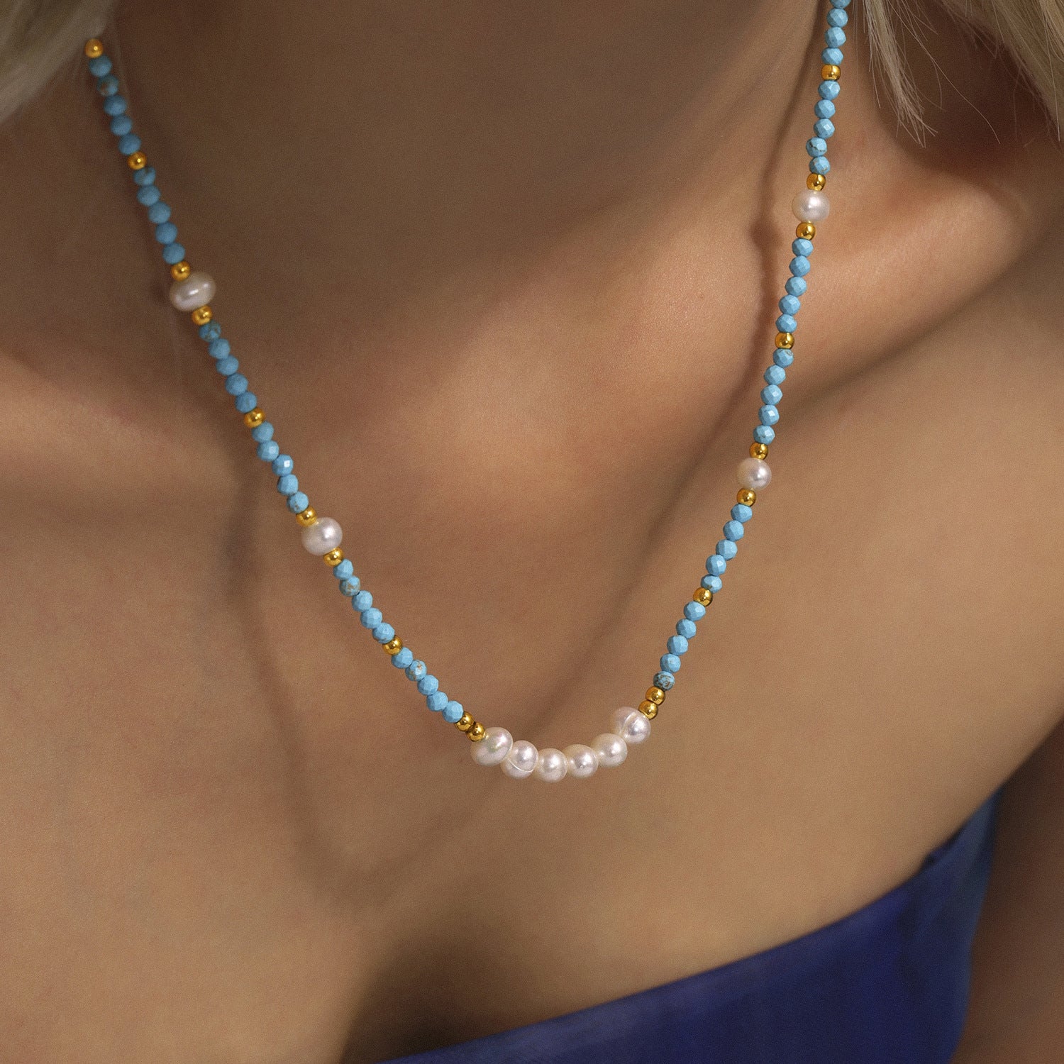 Pearl Beaded Chain Necklace - DippedShop Wholesale - #1555