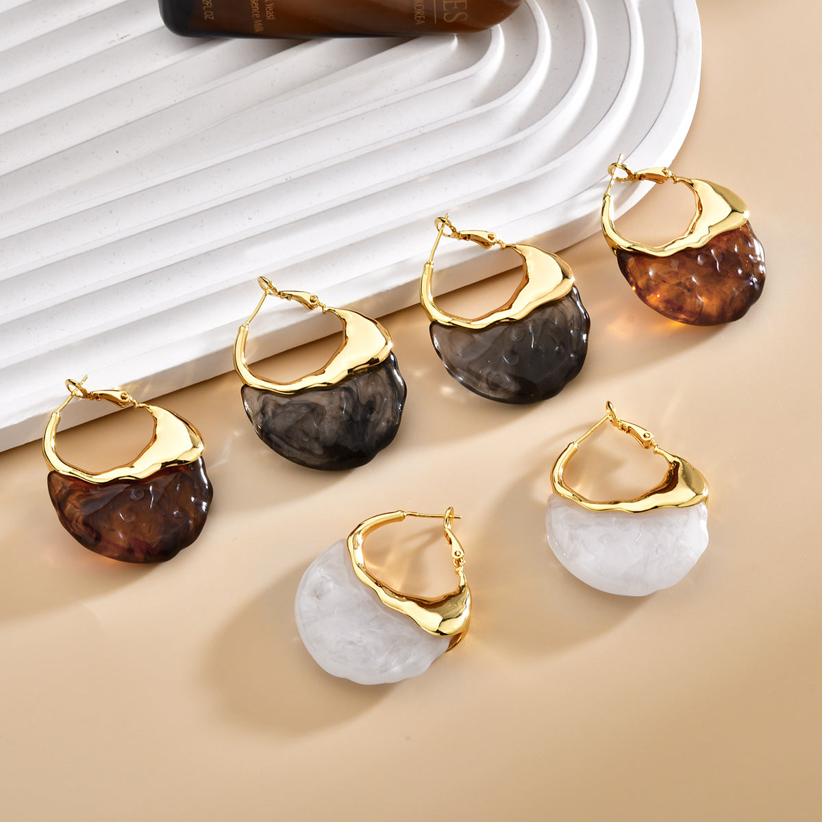 Irregular Resin Hoop Earrings - DippedShop Wholesale - #2899