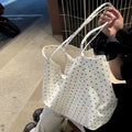 Minimalist Polka Dots Canvas Lightweight Tote Bag MK2BLW6W10BBG573