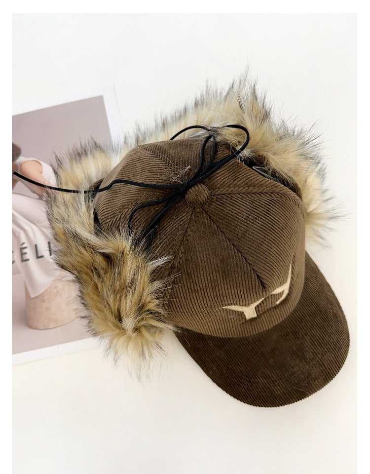Winter Warm Letter Embroidery Faux Fur Baseball Cap 6W6HAT522