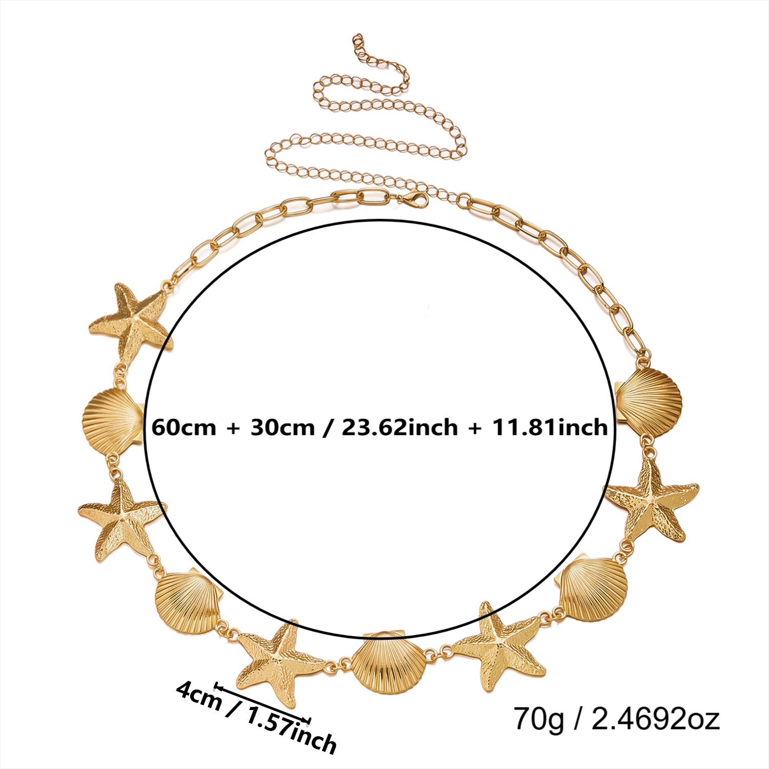 Simple Gold Plated Starfish Shell Waist Chain 8ZA6JBC106L