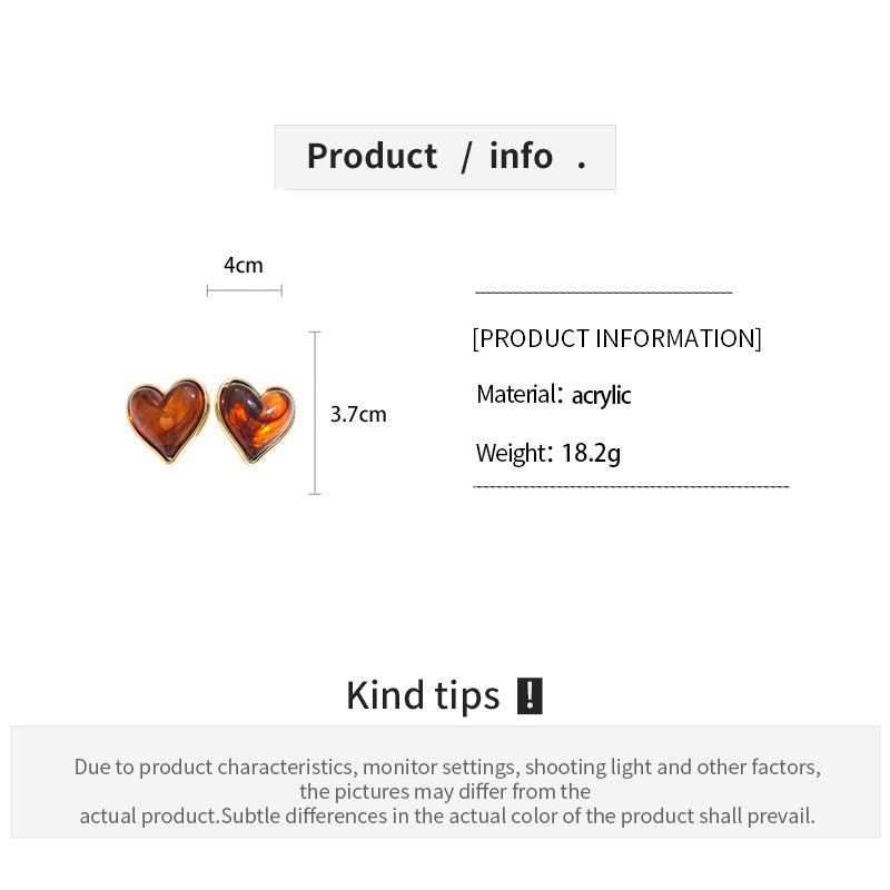 Vintage Enamel Heart Gold Plated Stud Earrings 6W6JER950
