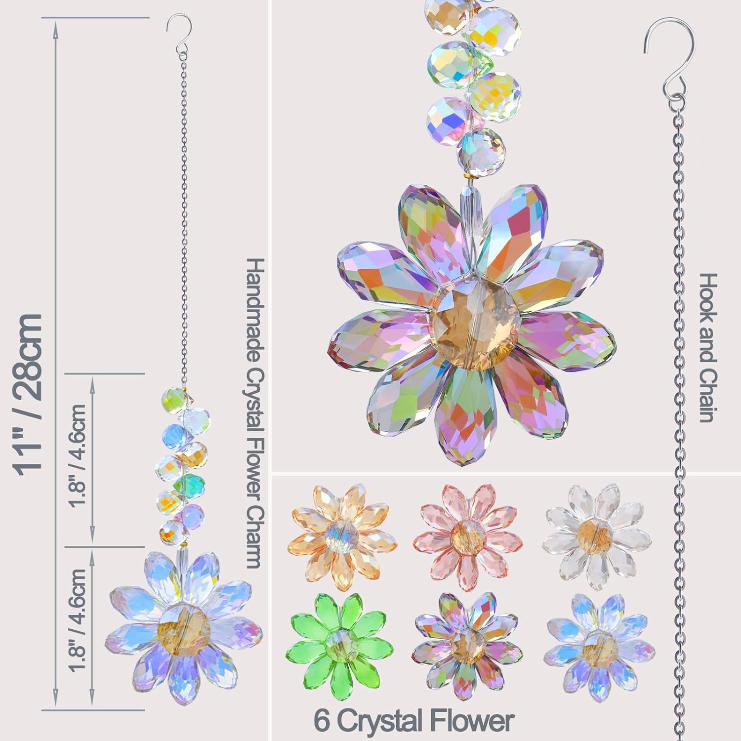 Colorful Crystal Ball Chain Floral Pendant Suncatchers MK2CZAS6H7HLS70