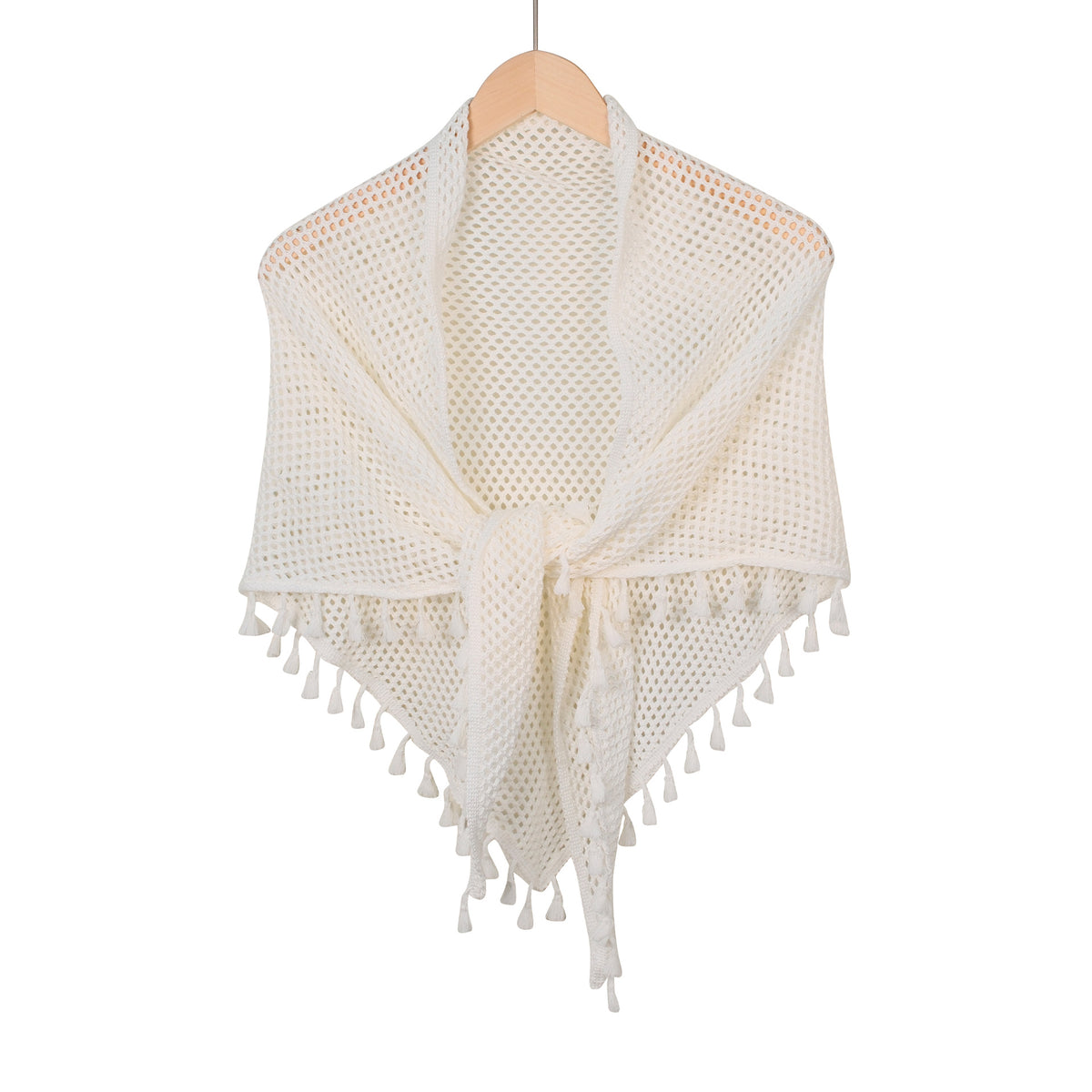 Crochet Tassel Triangle Shawl - DippedShop Wholesale - #4499