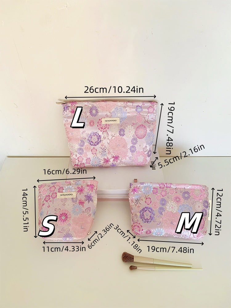 Minimalist Floral Jacquard Poratable Travel Cosmetic Bag MK2BW6W10BOB388