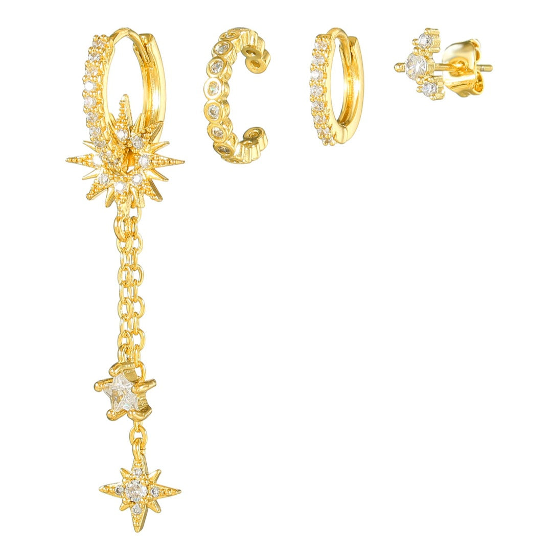 Rhinestone Starburst Dangle Earrings - DippedShop Wholesale - #1091