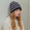 Casual Striped Color Contrast Wool Blend Knit Beanie 6W6HAT540