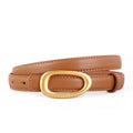 Trendy Gold Oval Buckle Adjustable Leather Belt 6W6JBT161