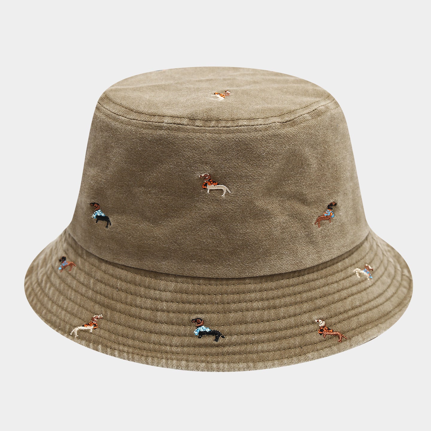 Casual Distressed Embroidery Packable Bucket Hat 8BK6HAT181L