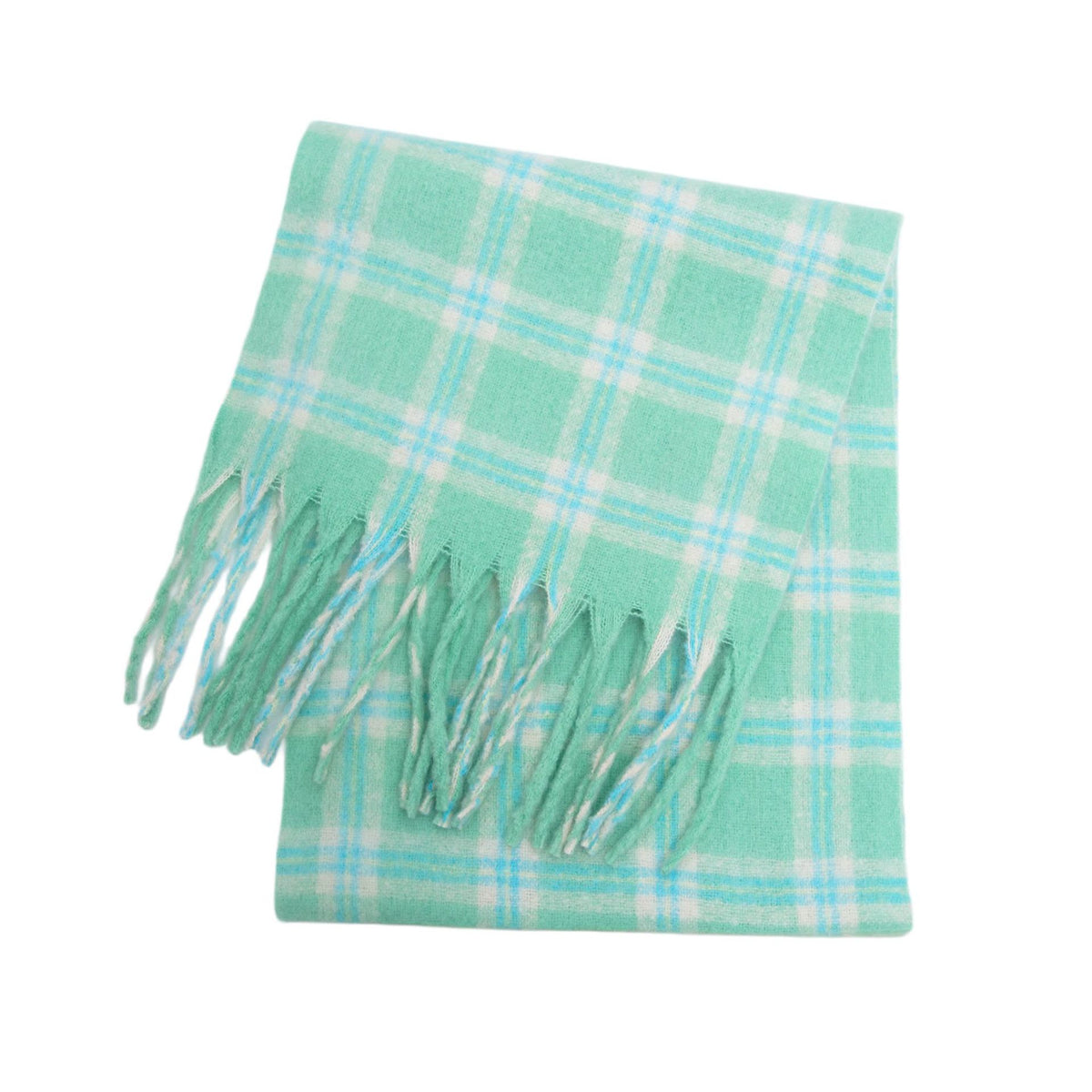 Plaid Fringed Wide Scarf - DippedShop Wholesale - #4515