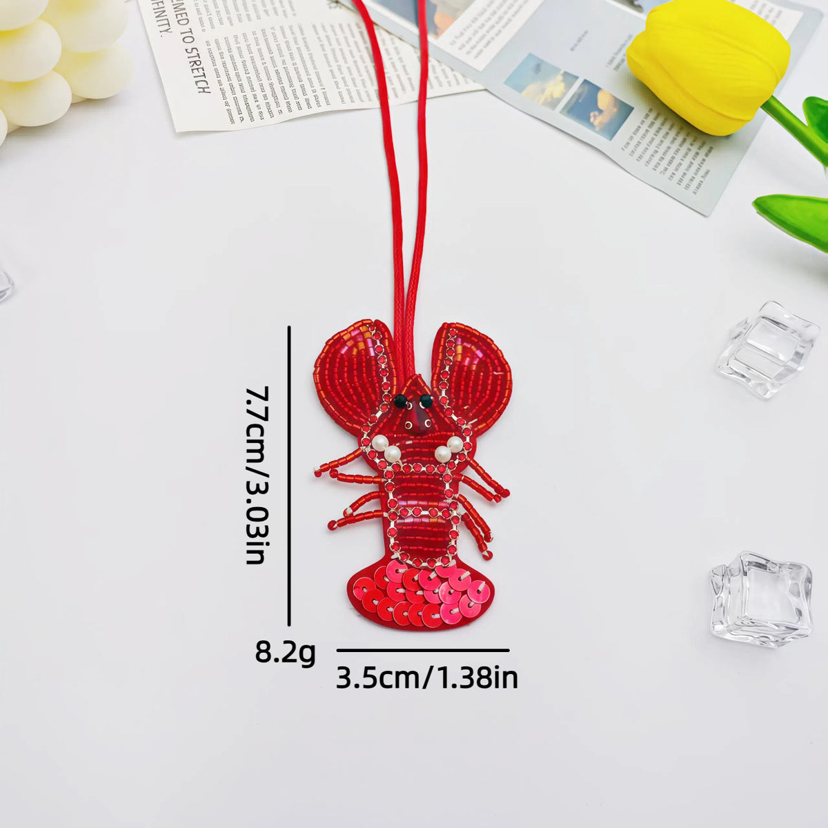 Beaded Sequin Lobster Keychain - DippedShop Wholesale - #0387