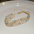 Elegant Gold Plated Enamel Floral Open Bracelet 6W6JBR726