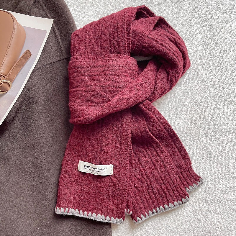 Winter Cable Knit Solid Color Knit Warm Scarf 6W6NSC68