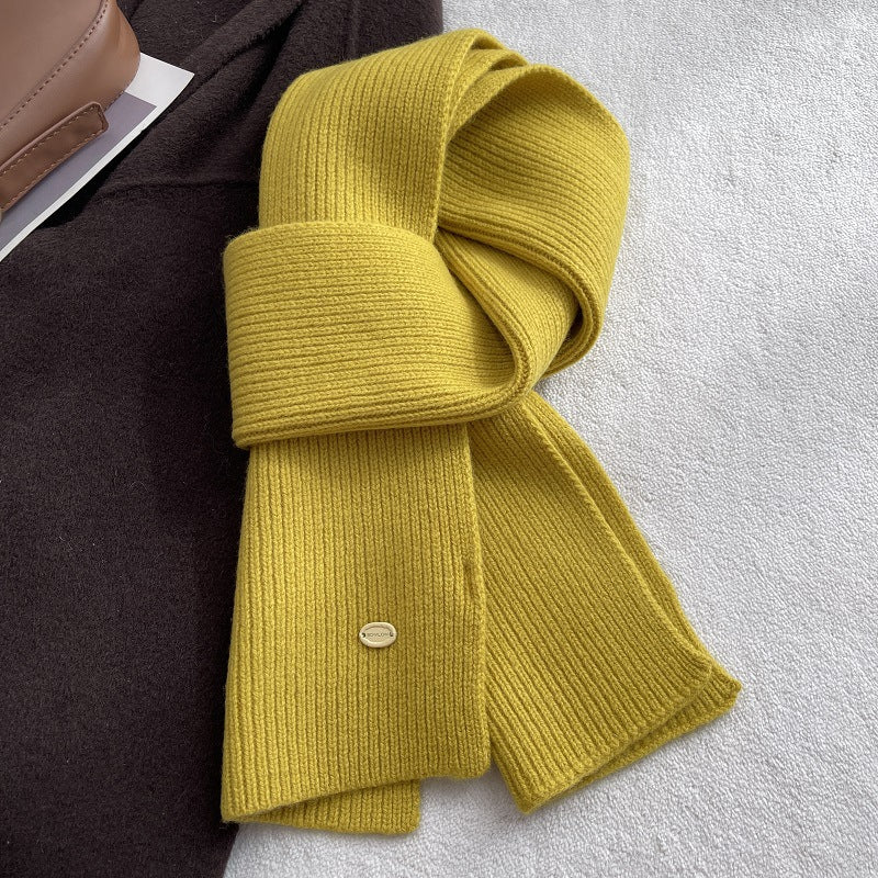 Solid Color Wool Blend Warm Knit Scarf 6W6NSC69
