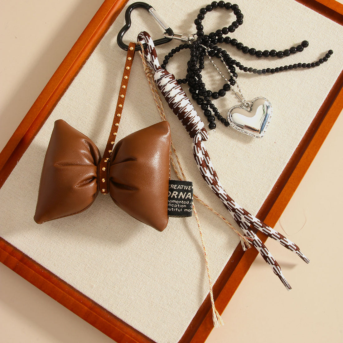 Sweet Bow Heart Braided Rope Bag Charm DP25E483