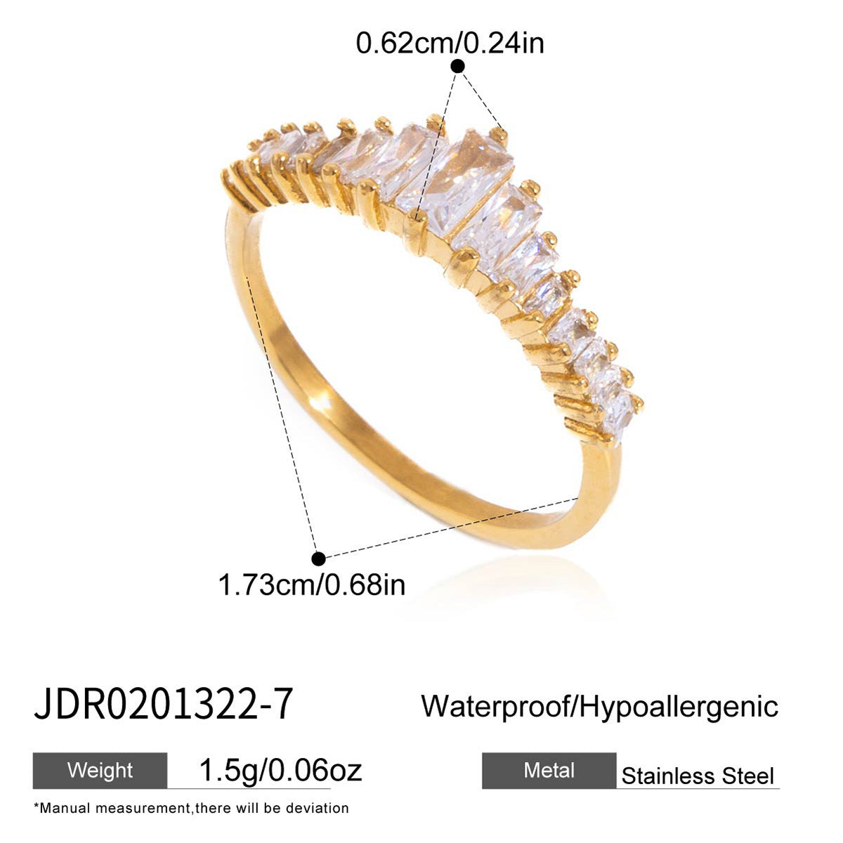 Chunky Cubic Zirconia Open Ring - DippedShop Wholesale - #0403