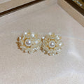 Elegant Rhinestone Flower Ball Stud Earrings 6W6JER761