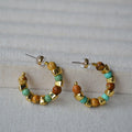 C-Shape Stone Chain Earrings - DippedShop Wholesale - #6579