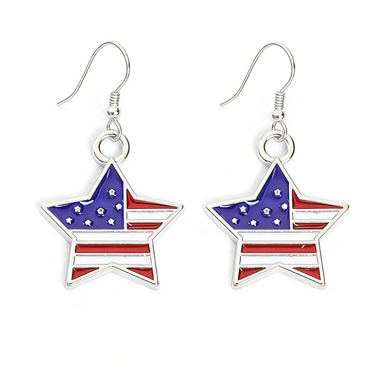 Stylish USA Flag Cross Pendant Hook Earrings 8ZA6JER303L