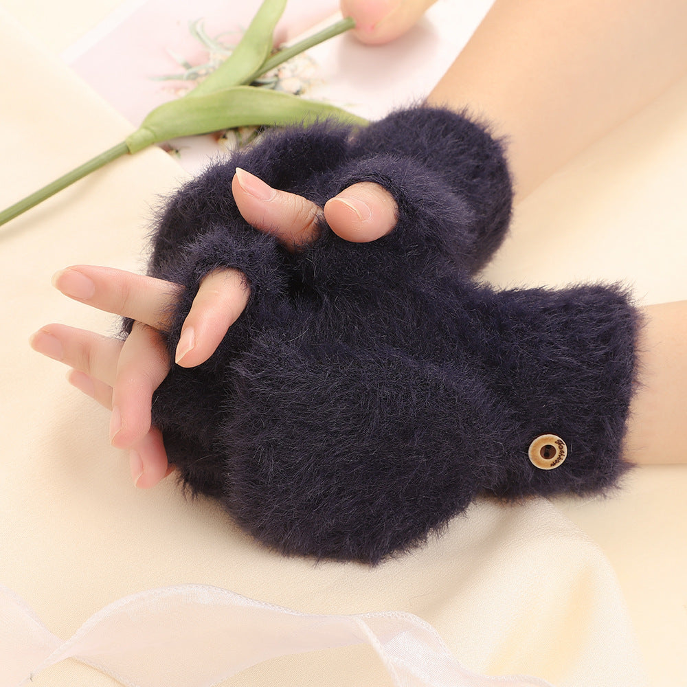Convertible Fingerless Faux Fur Gloves - DippedShop Wholesale - #9667