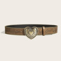 Punk Style Rivet Heart Buckle Beaded Leather Belt MK2LEEP6W6JBT52