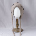 Floral Jacquard Angora Knit Bonnet With Ties 6W6HAT699