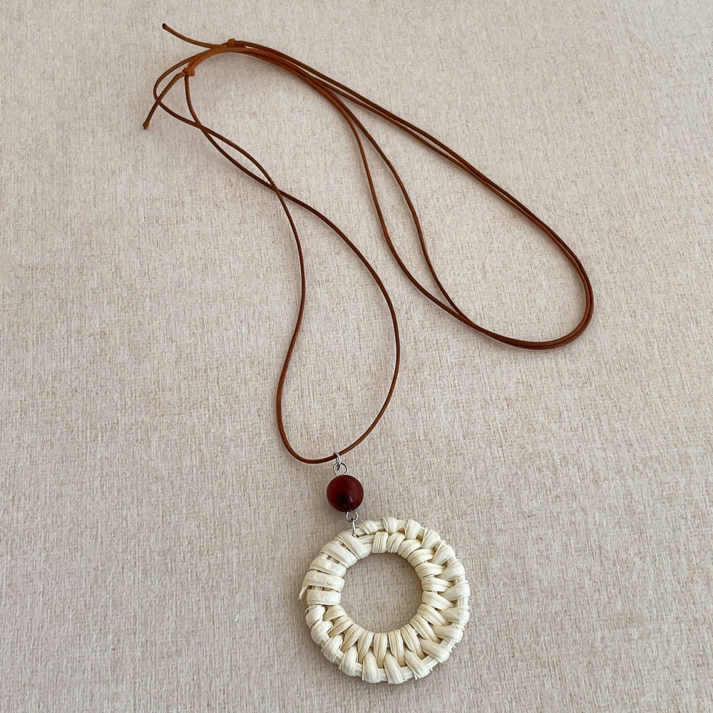 Vintage Straw Pendant Necklace - DippedShop Wholesale - #9235