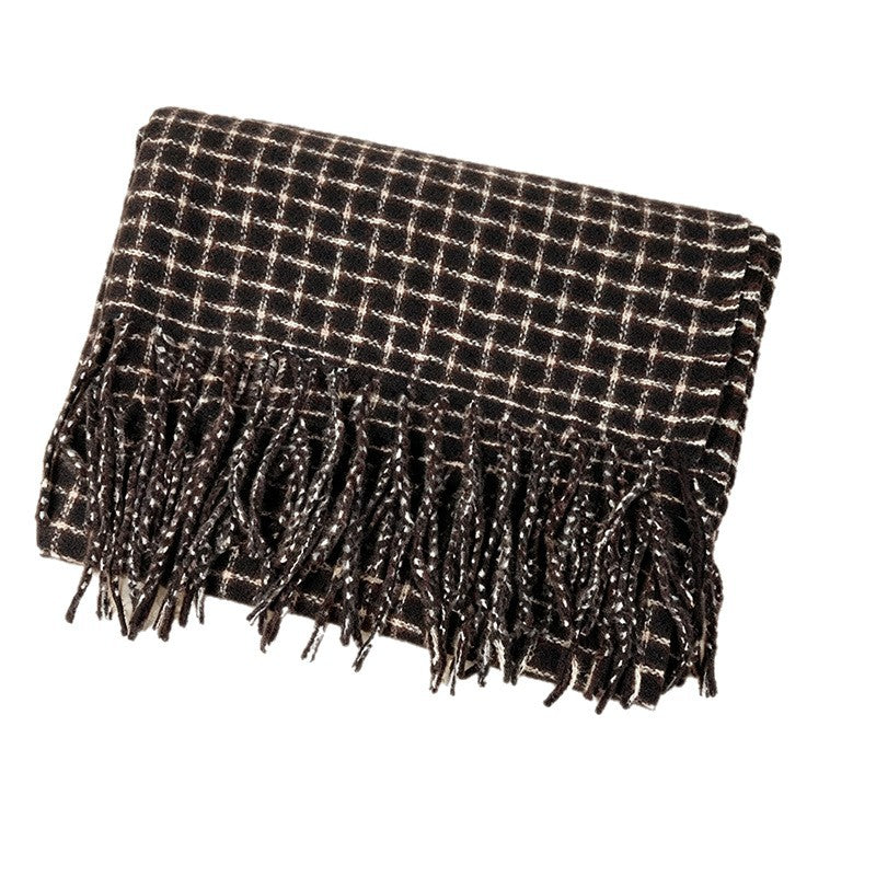 Plaid Fringe Scarf - DippedShop Wholesale - #8067