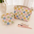 Frensh Floral Plaid Travel Portable Cosmetic Bag MK2BW6W10BOB382