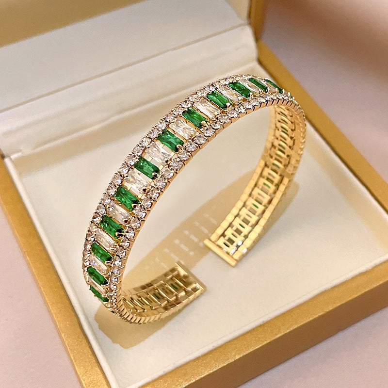 Elegant Gold Plated Rhinestones Hollow Open Bracelet 6W6JBR693