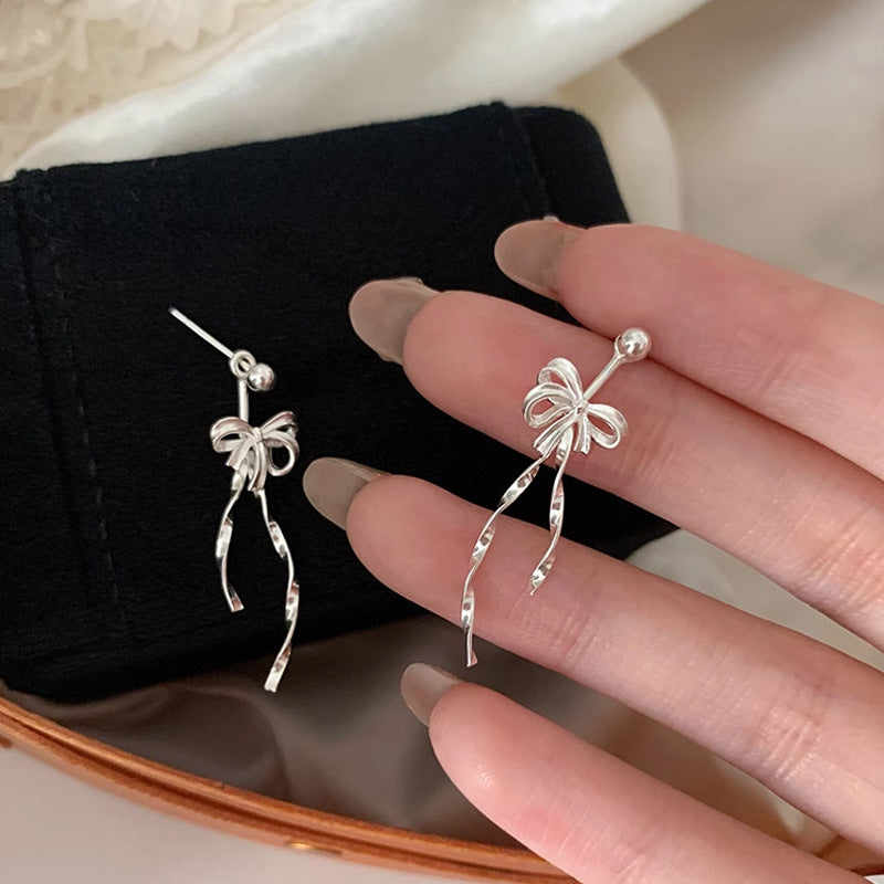 Bowknot Tassel Stud Earrings - DippedShop Wholesale - #3219