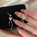 Bowknot Tassel Stud Earrings - DippedShop Wholesale - #5987