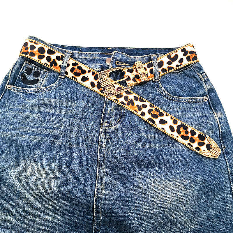 Vintage Leopard Print Leather Belt DPWB0321