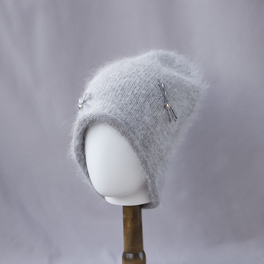 Cute Bowknot Pendant Angora Knit Beanie 6W6HAT706