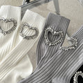 Rhinestone Heart Socks - DippedShop Wholesale - #7955