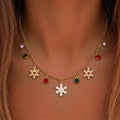 Christmas Santa Snowflake Pearl Charm Necklace 6W6JNC873