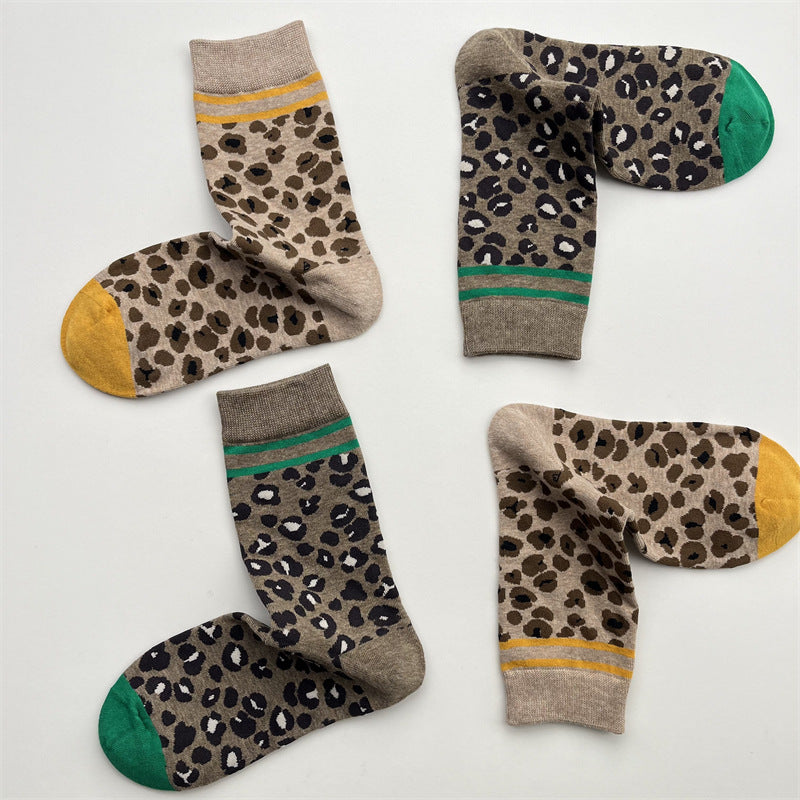 Leopard Print Crew Socks - DippedShop Wholesale - #1507