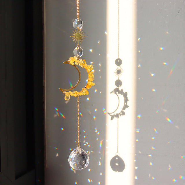 Natural Stone Moon Crystal Hanging - DippedShop Wholesale - #8115