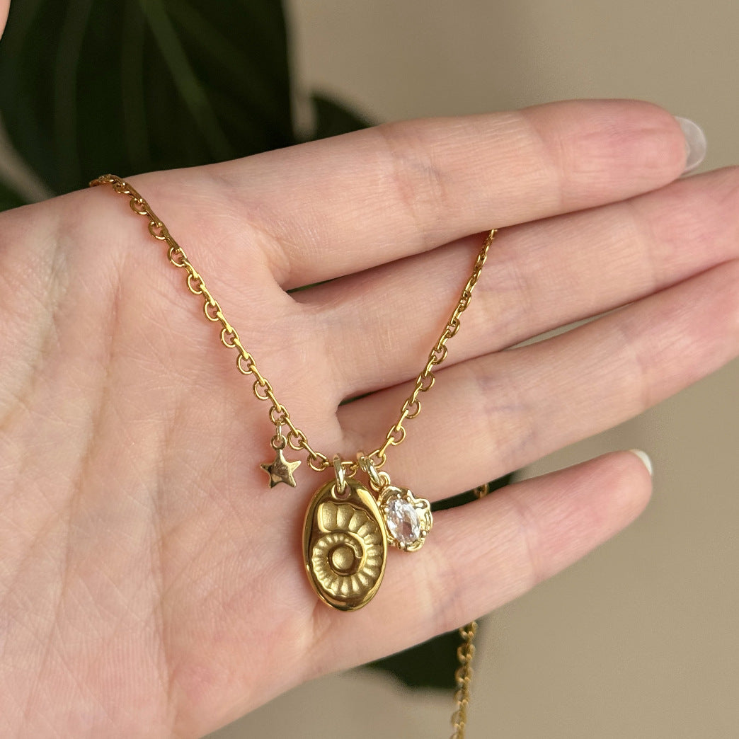 Danity Gold Plated Sea Conch Choker Necklace 6W6JNC379L