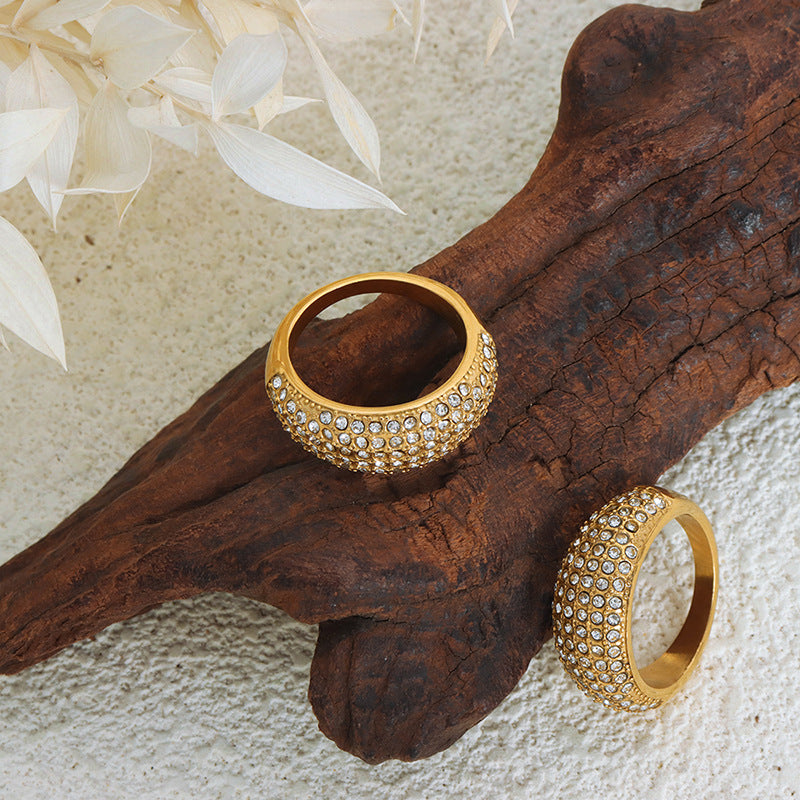 Chunky Gold Plated Sparking Zirconia Ring 8ZA6JRG143L