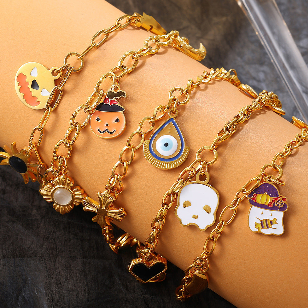 Halloween Ghost Chain Stainless Steel Bracelet DP25G517