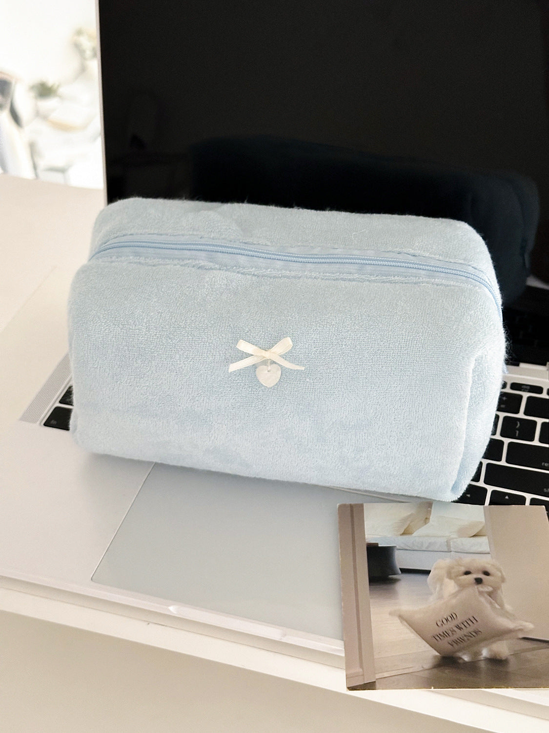 Minimalist Solid Color Bowknot Cosmetic Bag 6S5CO109