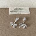 Pearl Bow Dangle Earrings - DippedShop Wholesale - #3411