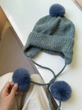 Trendy Pom Pom Ear Flaps Soft Beanie Hat 6W6HAT709