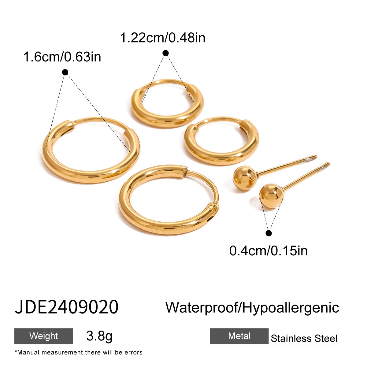 Gold Plated Rhinestone Hoops - DippedShop Wholesale - #3955
