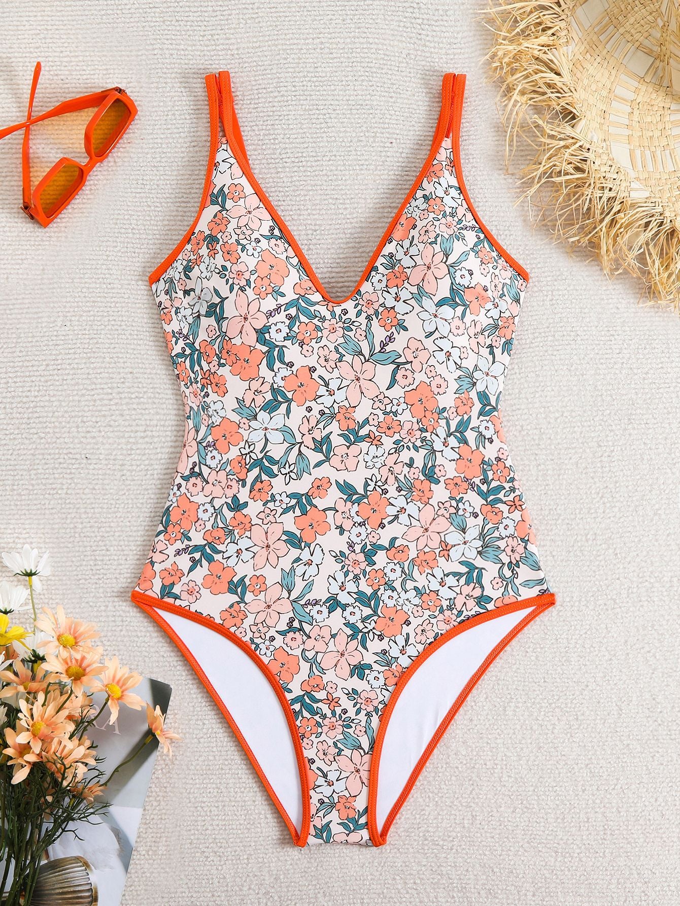 Sexy Floral One-Piece Swimsuit - DippedShop Wholesale - #5555