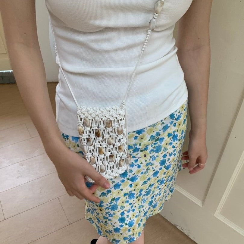 Mini Hollow Hand Made Bead Chain Crossbody Bag 8CW6BBG518L