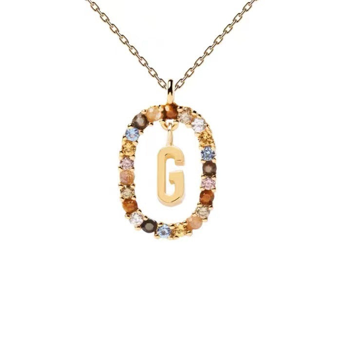 Colorful CZ Letter Pendant - DippedShop Wholesale - #7459